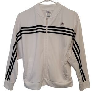 Adidas White Full Zip Track Jacket Youth XL Three Stripes Logo Streetwear Spring